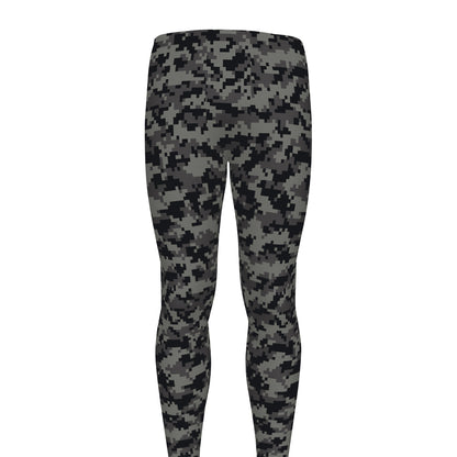 Black And Grey Digital Camo Print Men's leggings
