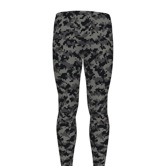 Black And Grey Digital Camo Print Men's leggings