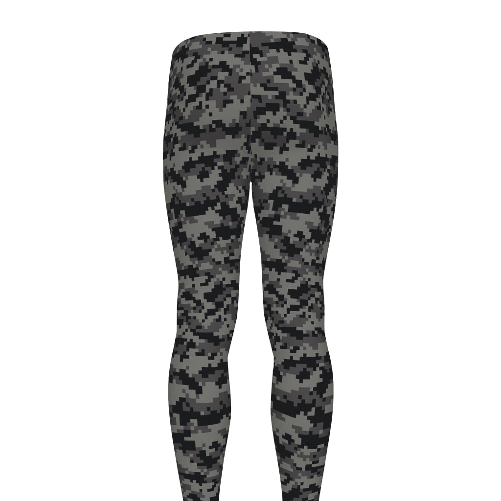 Black And Grey Digital Camo Print Men's leggings