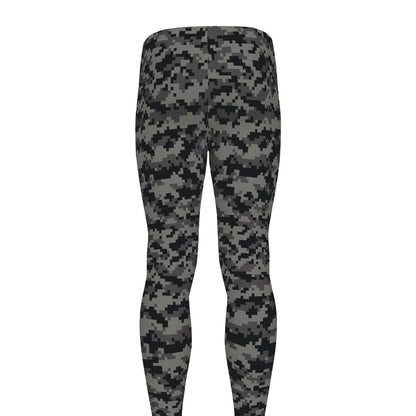 Black And Grey Digital Camo Print Men's leggings