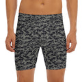 Black And Grey Digital Camo Print Men's Long Boxer Briefs