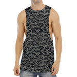 Black And Grey Digital Camo Print Men's Muscle Tank Top