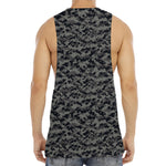 Black And Grey Digital Camo Print Men's Muscle Tank Top