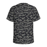 Black And Grey Digital Camo Print Men's Sports T-Shirt