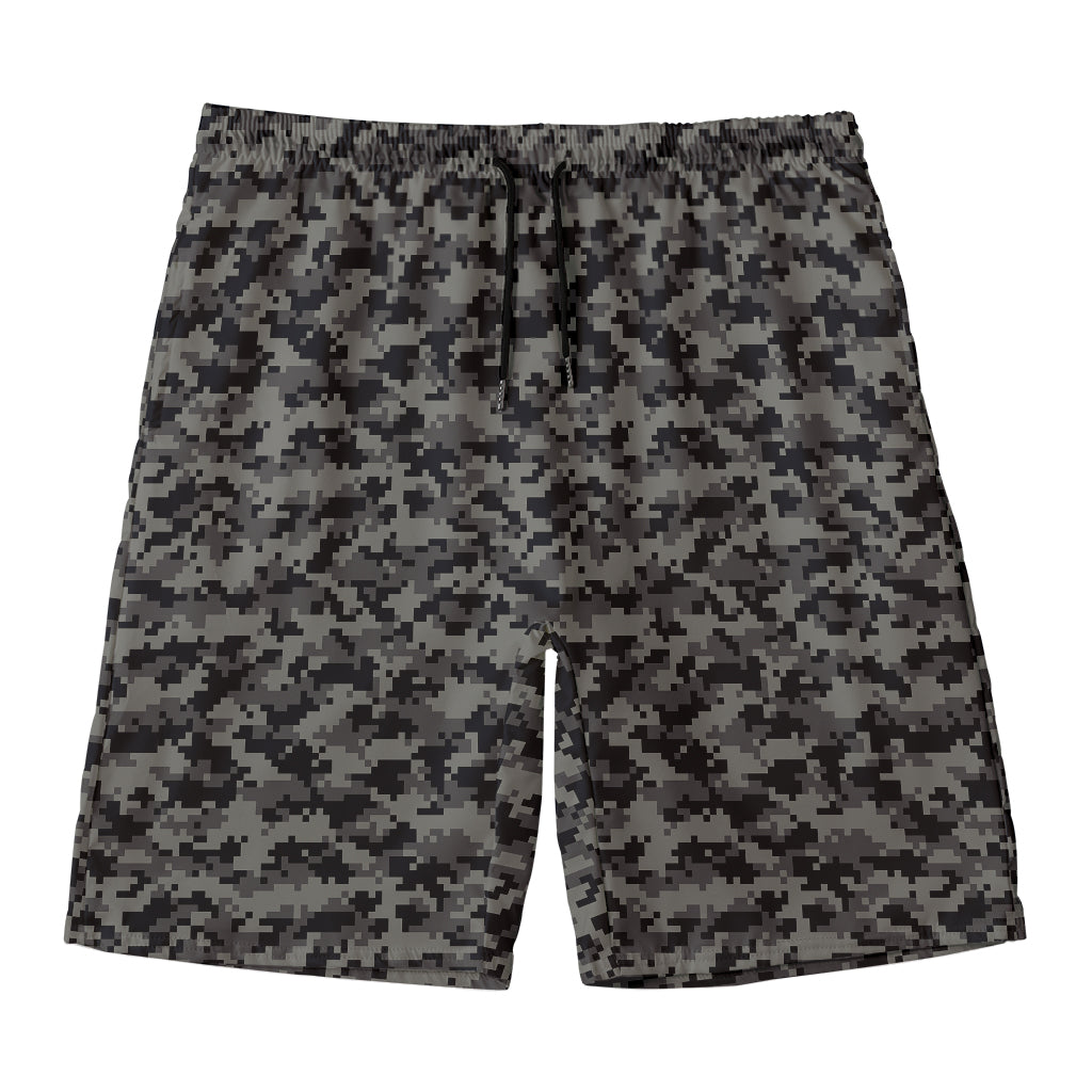 Black And Grey Digital Camo Print Men's Swim Trunks