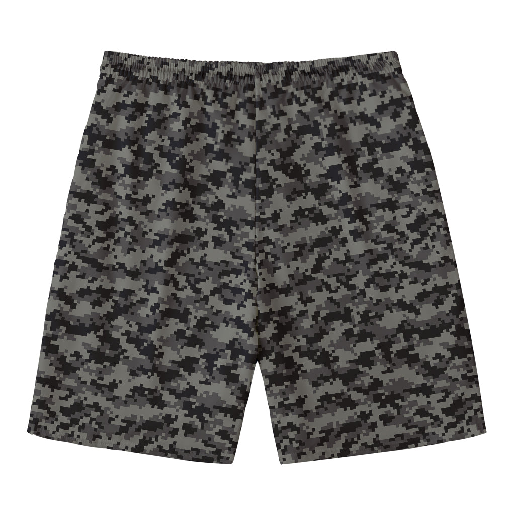 Black And Grey Digital Camo Print Men's Swim Trunks