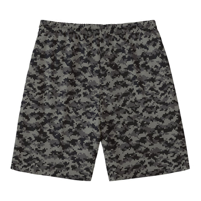 Black And Grey Digital Camo Print Men's Swim Trunks