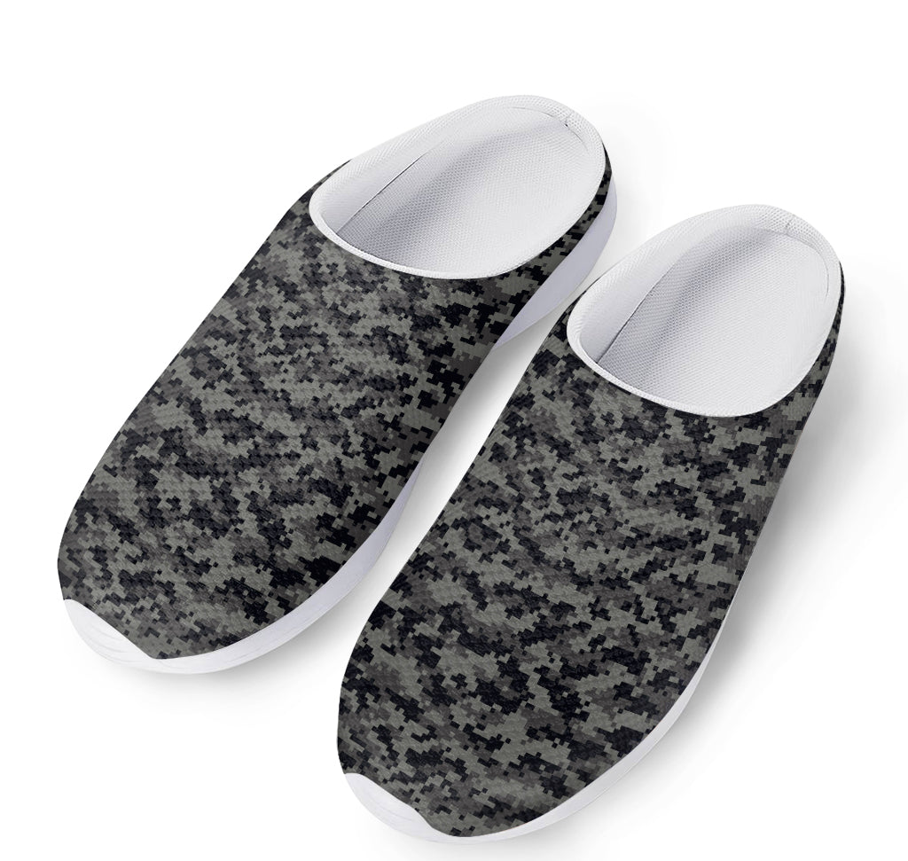 Black And Grey Digital Camo Print Mesh Casual Shoes