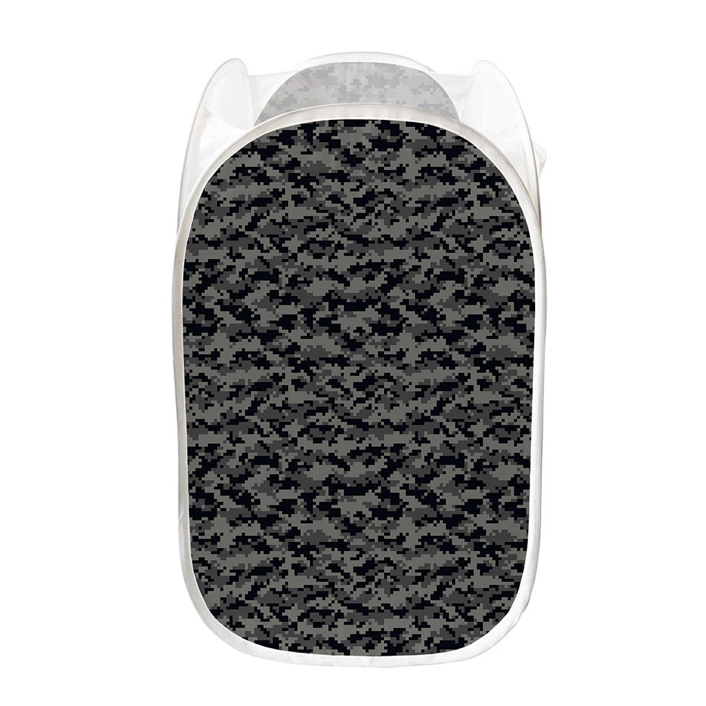 Black And Grey Digital Camo Print Mesh Laundry Hamper