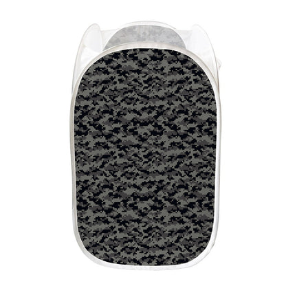 Black And Grey Digital Camo Print Mesh Laundry Hamper