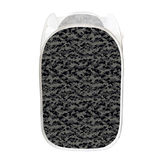 Black And Grey Digital Camo Print Mesh Laundry Hamper