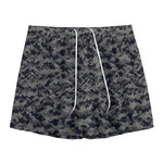 Black And Grey Digital Camo Print Mesh Shorts