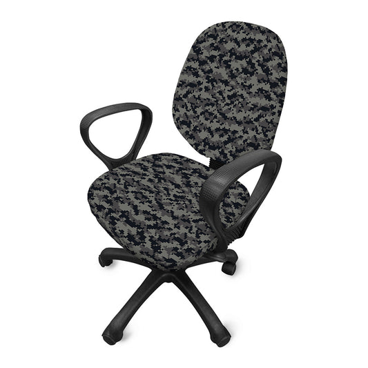 Black And Grey Digital Camo Print Office Chair Cover