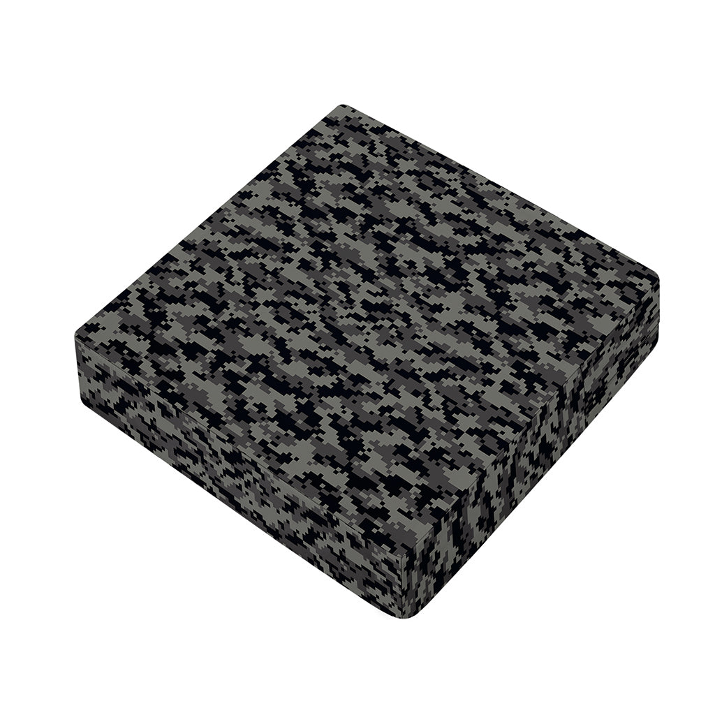 Black And Grey Digital Camo Print Outdoor Seat Cushion Cover