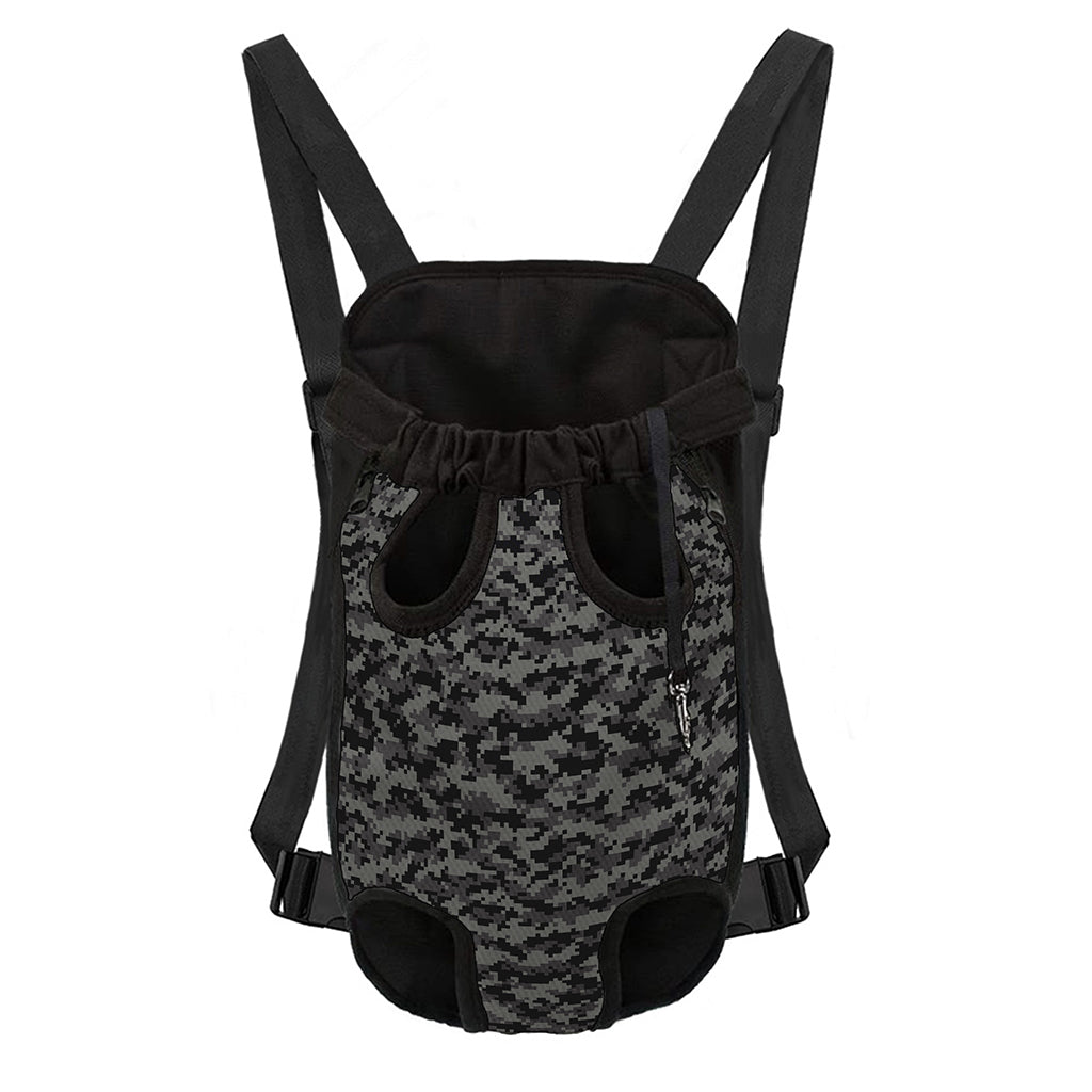 Black And Grey Digital Camo Print Pet Carrier Backpack