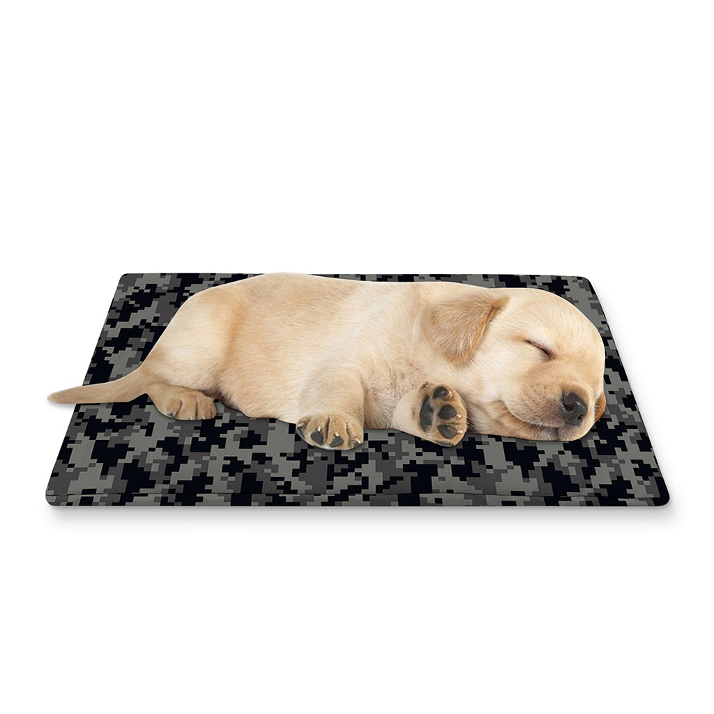 Black And Grey Digital Camo Print Pet Cooling Mat Cover