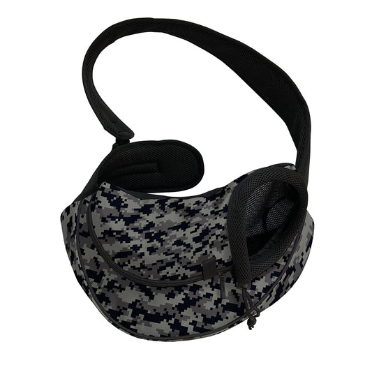 Black And Grey Digital Camo Print Pet Sling Carrier