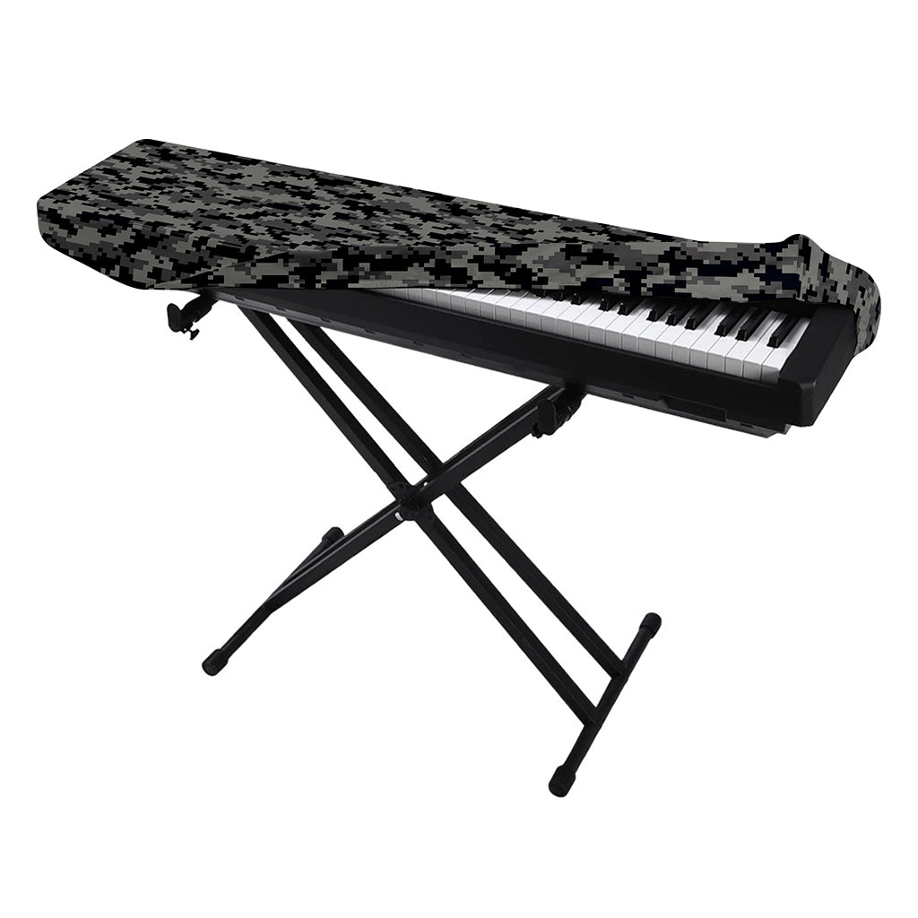 Black And Grey Digital Camo Print Piano Keyboard Cover