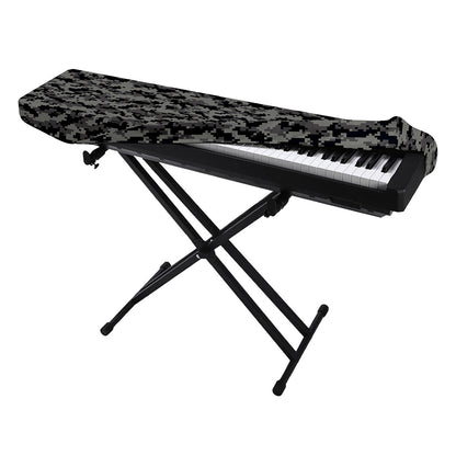 Black And Grey Digital Camo Print Piano Keyboard Cover