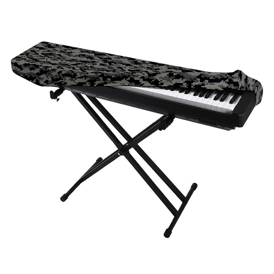 Black And Grey Digital Camo Print Piano Keyboard Cover