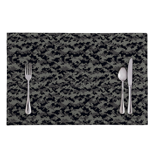 Black And Grey Digital Camo Print Placemat