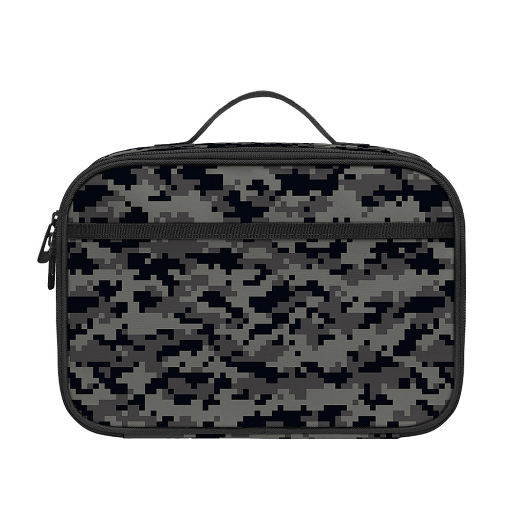 Black And Grey Digital Camo Print Portable Lunch Bag