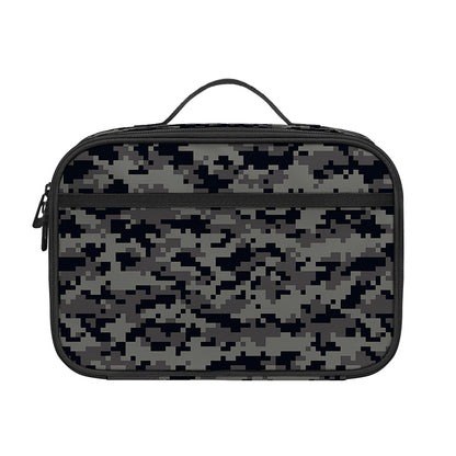 Black And Grey Digital Camo Print Portable Lunch Bag