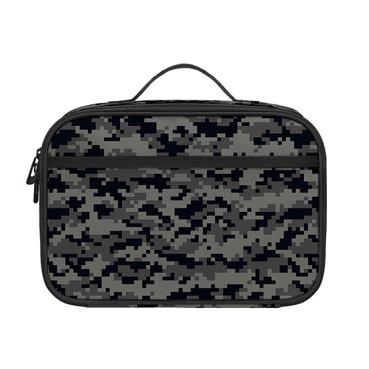 Black And Grey Digital Camo Print Portable Lunch Bag