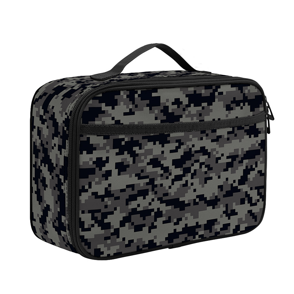 Black And Grey Digital Camo Print Portable Lunch Bag