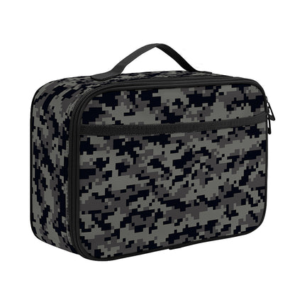 Black And Grey Digital Camo Print Portable Lunch Bag
