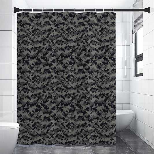 Black And Grey Digital Camo Print Premium Shower Curtain