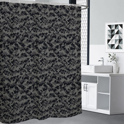 Black And Grey Digital Camo Print Premium Shower Curtain