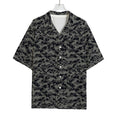 Black And Grey Digital Camo Print Rayon Hawaiian Shirt