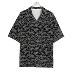 Black And Grey Digital Camo Print Rayon Hawaiian Shirt