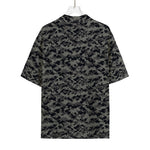 Black And Grey Digital Camo Print Rayon Hawaiian Shirt