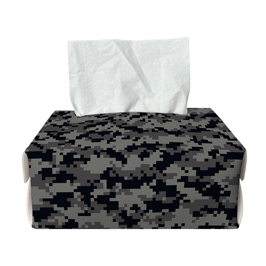 Black And Grey Digital Camo Print Rectangle Tissue Box Cover