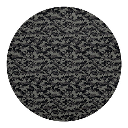 Black And Grey Digital Camo Print Round Blanket