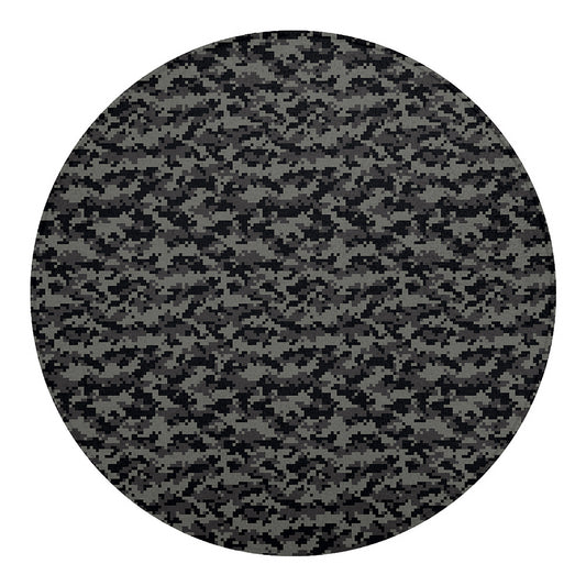 Black And Grey Digital Camo Print Round Blanket