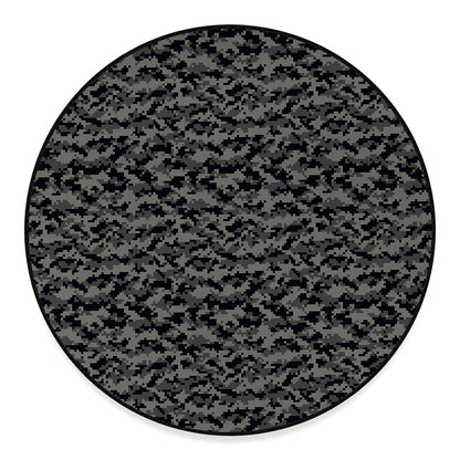Black And Grey Digital Camo Print Round Floor Mat