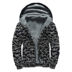 Black And Grey Digital Camo Print Sherpa Lined Zip Up Hoodie