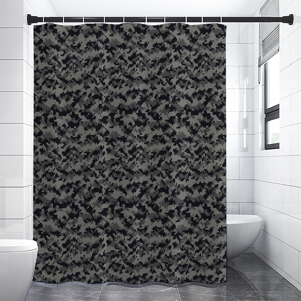 Black And Grey Digital Camo Print Shower Curtain