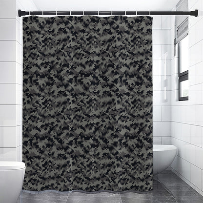 Black And Grey Digital Camo Print Shower Curtain