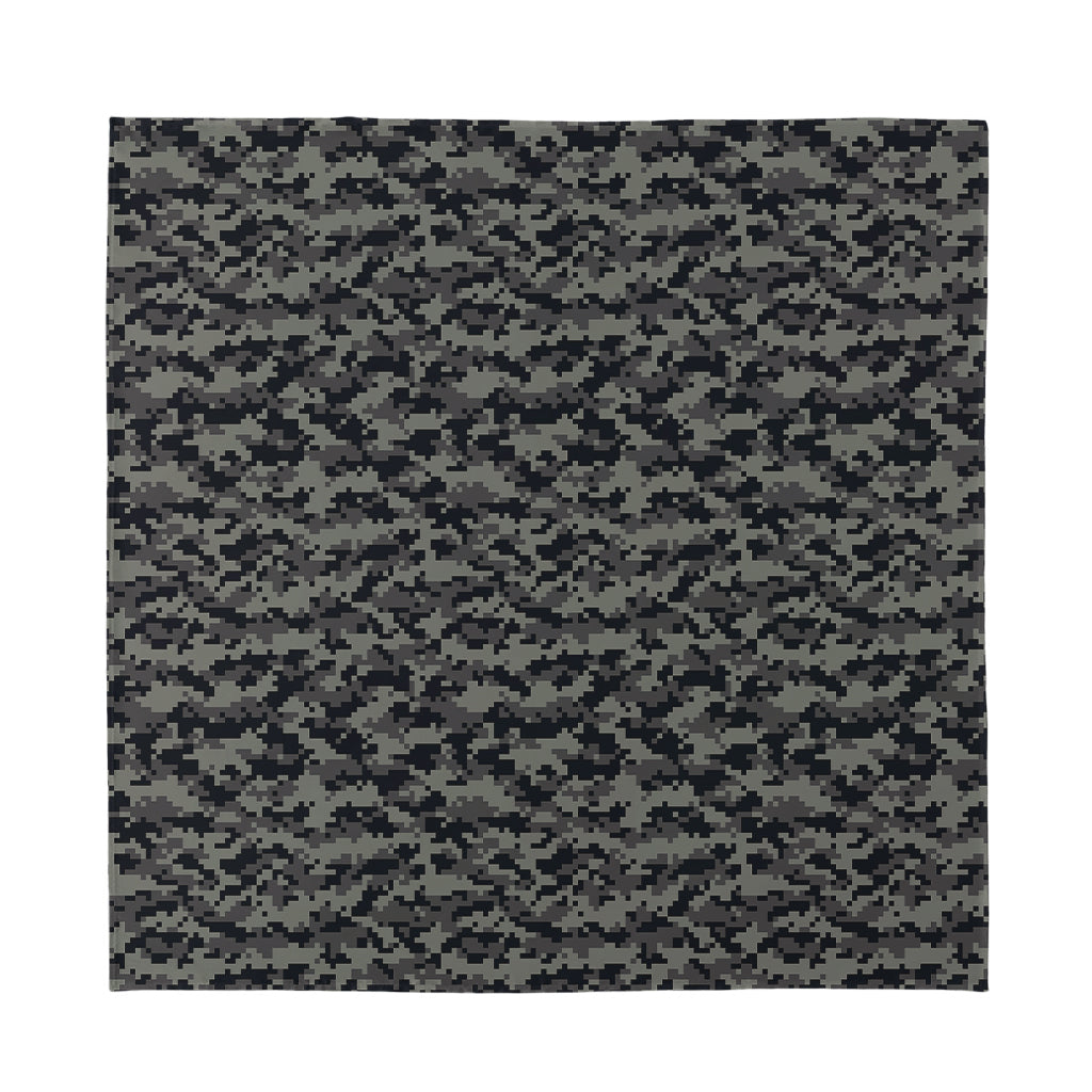 Black And Grey Digital Camo Print Silk Bandana