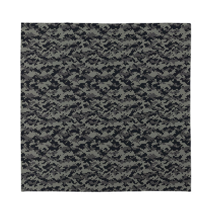 Black And Grey Digital Camo Print Silk Bandana