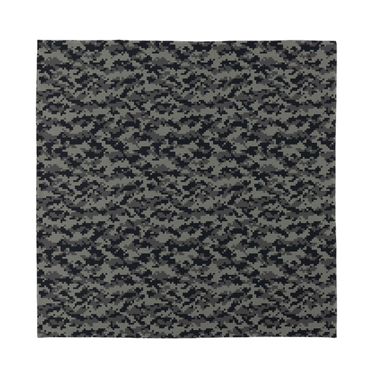 Black And Grey Digital Camo Print Silk Bandana