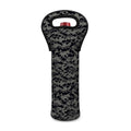 Black And Grey Digital Camo Print Single Neoprene Wine Tote