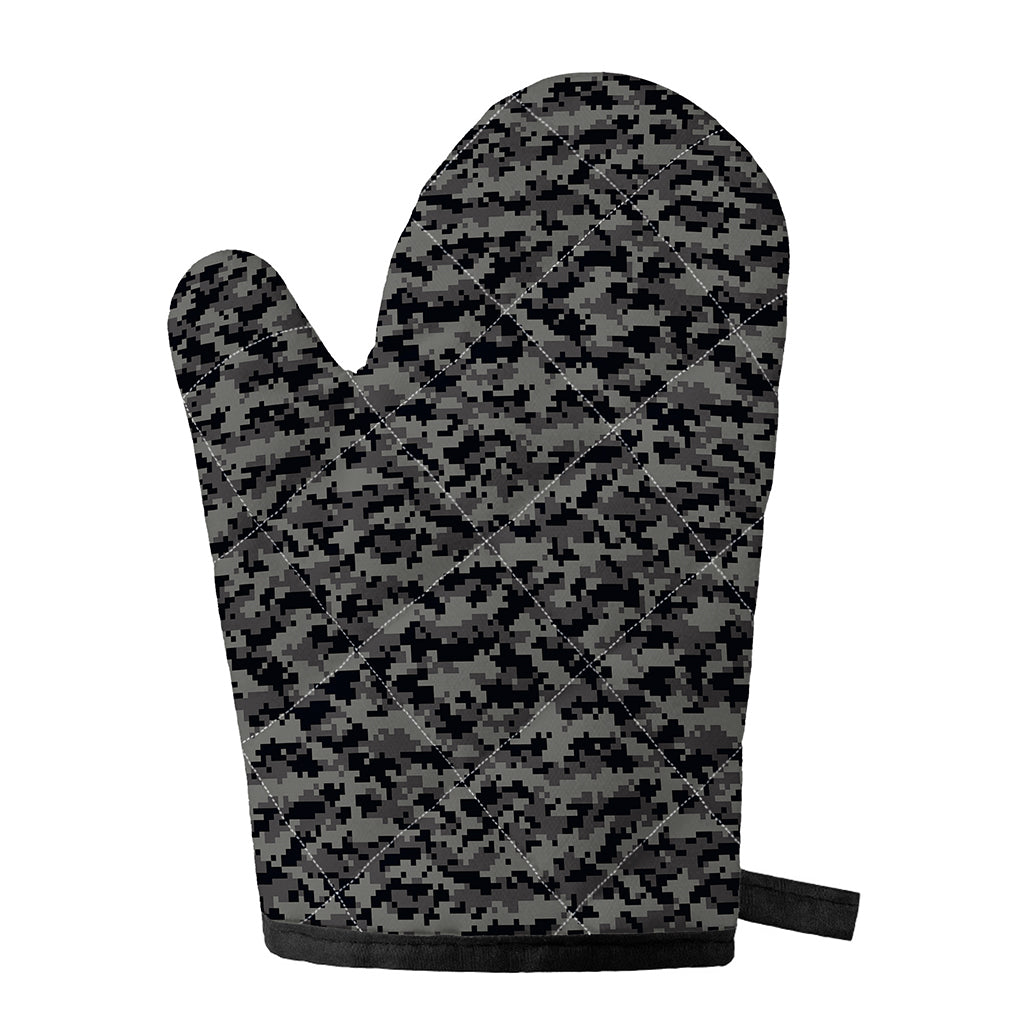 Black And Grey Digital Camo Print Single Oven Mitt