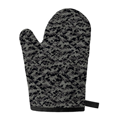 Black And Grey Digital Camo Print Single Oven Mitt