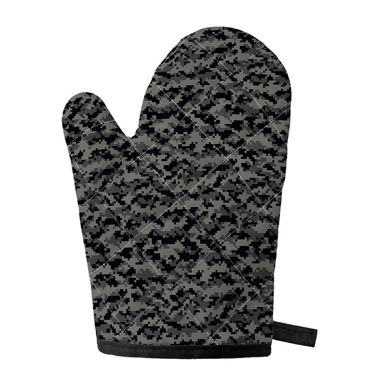 Black And Grey Digital Camo Print Single Oven Mitt