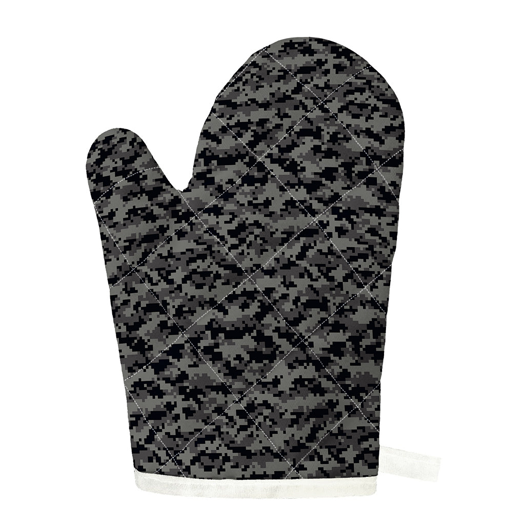 Black And Grey Digital Camo Print Single Oven Mitt